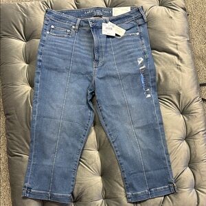 American Eagle Outfitters Blue Ankle Crop Jeans with Front Seams
